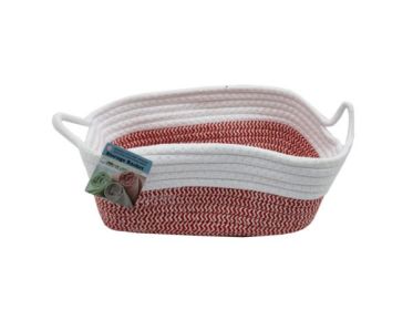 Assorted Color Rectangle Cotton Basket with Handle