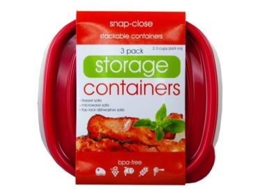 3 Pack Plastic Square Food Container