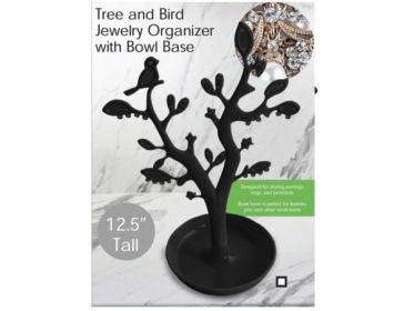 12.5" Tree and Bird Jewelry Organizer with Bowl Base