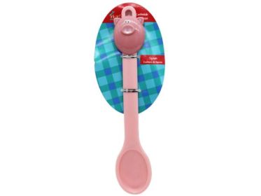 Small Pink Silicone Serving Spoon with Pig Head