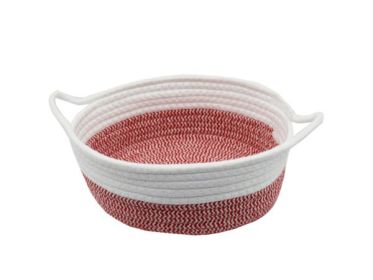 Assorted Color Round Cotton Basket with Handle