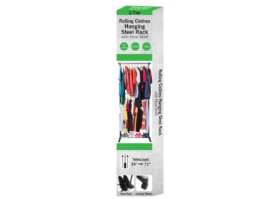 Triple Level Rolling Garment and Shoe Rack