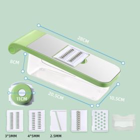 5 in 1 Blade With 5 Head Designs Household Hand Guard 304 Stainless Steel Vegetable Cutter (mode: green with 5 blade hand guard box)